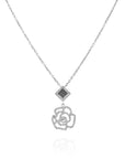 14k Solid Gold Square Blossom Necklace