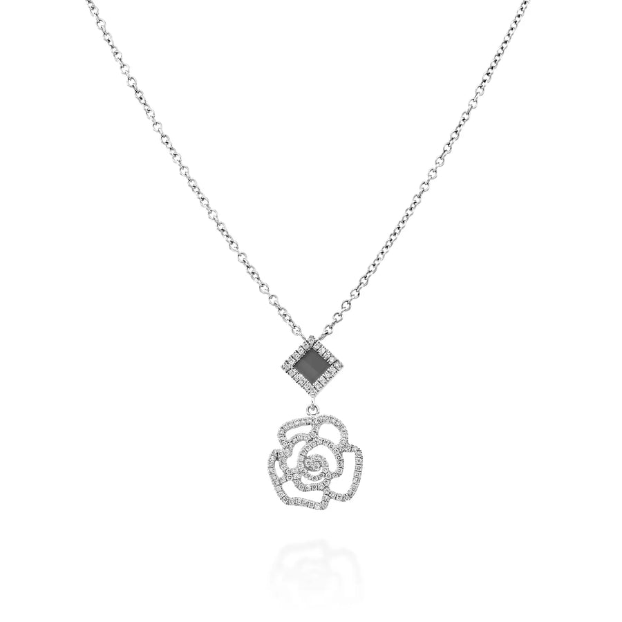 14k Solid Gold Square Blossom Necklace