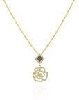 14k Solid Gold Square Blossom Necklace